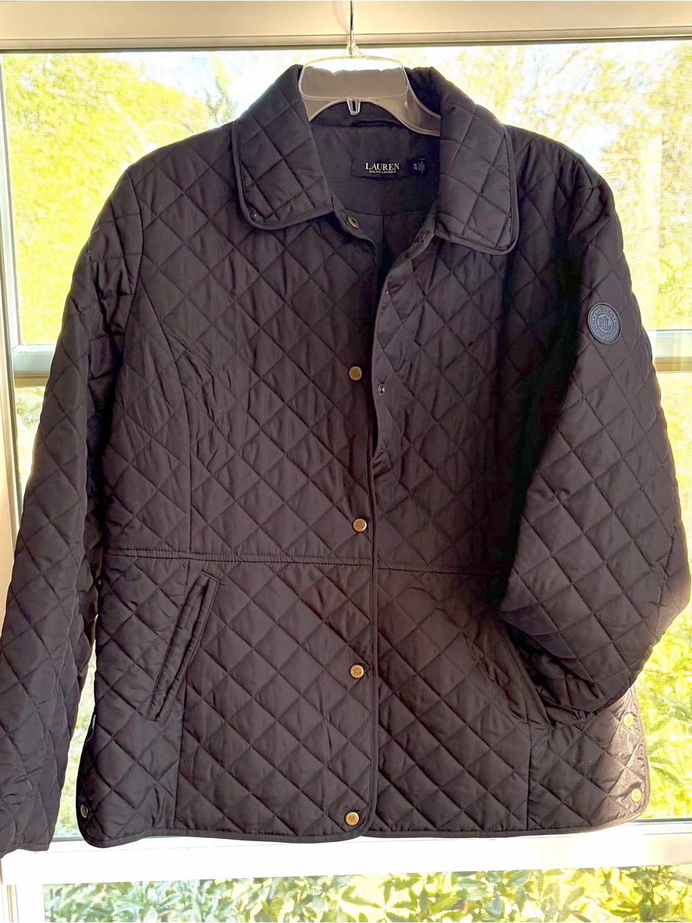 Lauren Ralph Lauren Black Quilted Puffer Jacket Coat Size XL Extra Large Classic